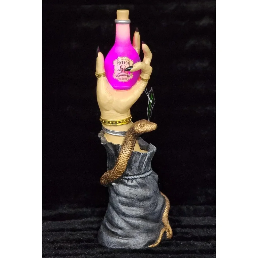 Halloween Light Up LED Witch Hand Holding Purple Magic Potion Bottle Snake 18